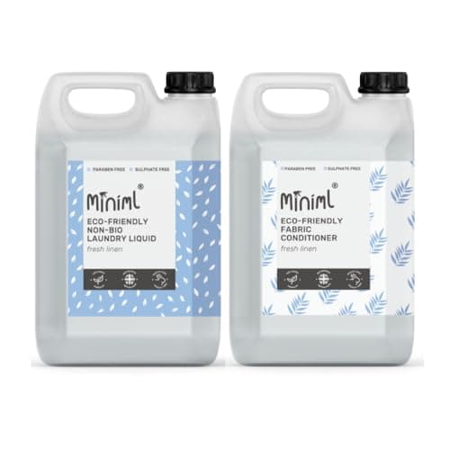 Image of Miniml Eco Laundry Bundle 5L Refill Non Bio Laundry Liquid Washing Detergent + Fabric Softener & Conditioner Fresh Linen Scented- 100% Vegan & Cruelty Free Natural Ingredients for Sensitive Skin