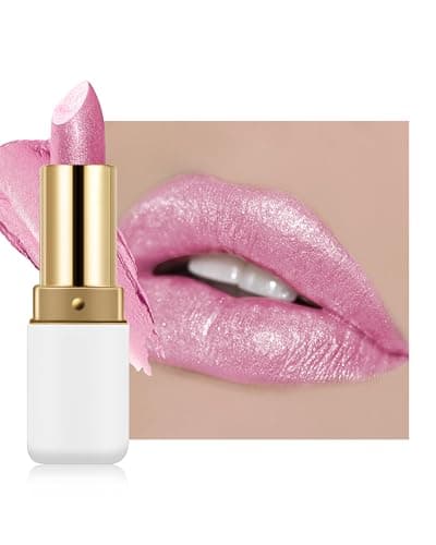 Image of Diamond Glitter Lipstick, Light Pink Shimmer Matte Metallic Lipstick, High Pigmented Waterproof Long Lasting Lip Gloss, Shiny Non-Sticky Creamy Lip Stain,Mother's Day Lip Makeup Gift for Women Girl-08