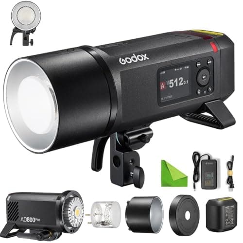 Image of GODOX AD800Pro AD800 Pro TTL HSS Outdoor Flash Strobe, 800Ws Monolight, Bowens Mount, 0.01-1.5s Recycle, 16-Color Group Indicator Lights, HD Color Screen for Location & Studio Photography