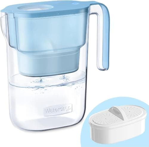 Image of Waterdrop Elfin Fridge Water Filter Jug with 3 Months Filter, 2.5L, Reduces Fluoride, Chlorine and More, NSF Certified, BPA Free, Blue (Replacement Filter: WD-PF-01A Plus)