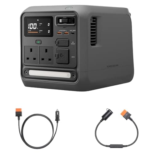 Image of DJI Power 1000 Mini Portable Power Station, 1008Wh LFP Battery, Compact Size, 1000W Max Output, Car Power, SDC to Car Charger Plug Power Cable (12V), Camping, Road Trips