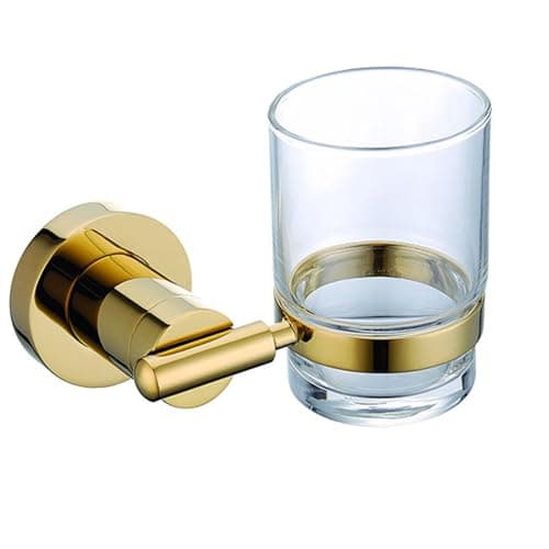 Image of UAOGPLK Gold,Toothbrush Holder with Glass Cup,Wall Mounted Detachable Tumbler Holder, Wall Mounted Brass Toothbrush Holder Cup for Bathroom Decorative Accessories