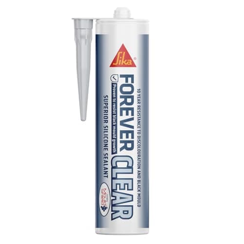 Image of Sika Forever Clear Anti-Mould Silicone Sealant – Permanently Waterproof – Suitable for Internal and External Use – Clear – 295ml