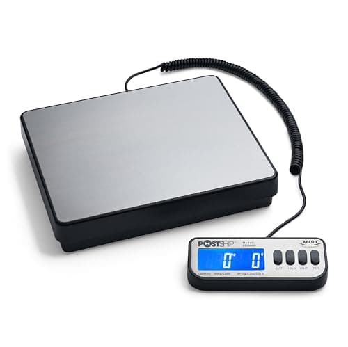 Image of ABCON PS100HD 100kg 220lb x 10g Increments LARGE HEAVY DUTY High Performance – PARTS COUNTING – Auto Hold – Stainless Steel Platform - Digital Postal Parcel Postage Weighing Shipping Scales (100 Kg)