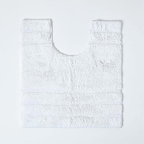 Image of HOMESCAPES Spa Supreme Luxury Pedestal Mat, White, Very Heavy 1800 GSM, Super Soft Plush Cotton, 50x55cm, Washable at Home. Bath Mats Sold Seperately