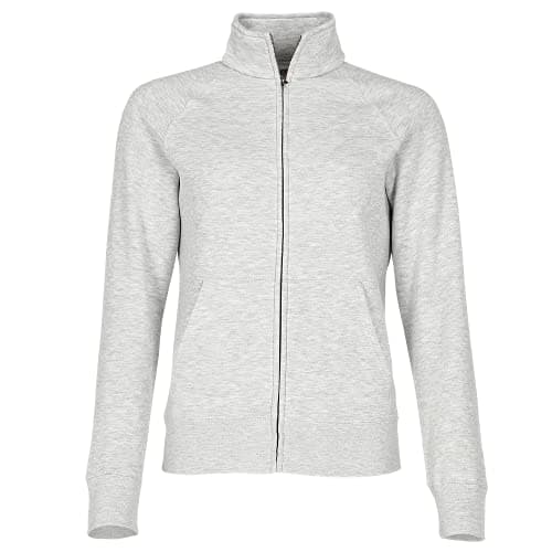 Image of Fruit of the Loom Lady-Fit Fleece Sweatshirt Jacket with Zip Heather Grey L
