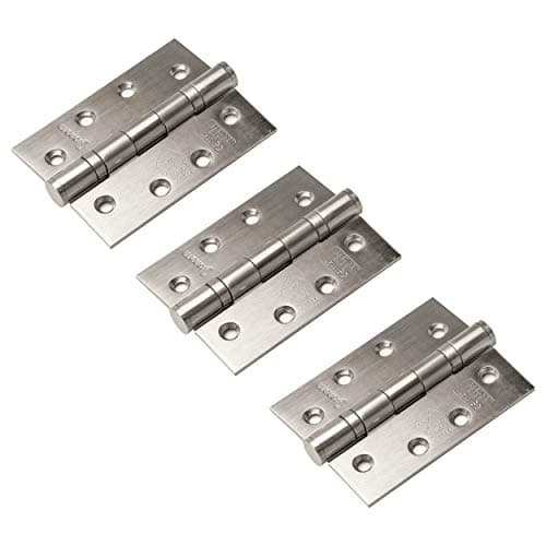 Image of Timothy Wood Limited 3 Pack of Grade 13 Fire Rated Ball Bearing Door Butt Hinges 4" 102mm - Stainless Steel