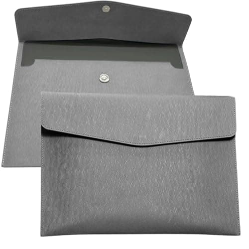 Image of YMWALK A4 Document File Folder Wallet,PU Leather Portable and Waterproof Document Holder Organizer Envelope File Storage Bag for Business,Travel,Office, Home,and School Use (Grey)