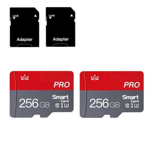 Image of 256GB Micro SD Card Class 10 Memory Cards with SD Adapter Class 10 High Speed Mini SD Card for Smartphones/Camera/Tablet Pack of 2