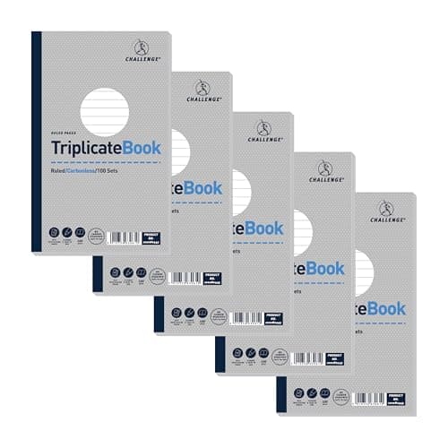 Image of Challenge Triplicate Book, Carbonless, 100 Pages, 5 pack (210 x 130 mm)