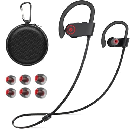 Image of NUASI Wireless Bluetooth Headphones with Bluetooth 5.3, HD Deep Bass, IPX7 Waterproof, for Running Sports, Black