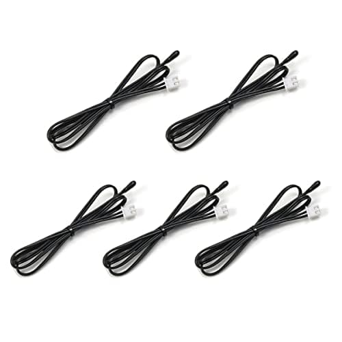 Image of KOKISO 10K 3950 Ohm NTC Thermistor Temperature Sensor Probe,1% Precision Cable Length 1M with XH2.54-2P Plug for Air Conditioner (Pack of 5)