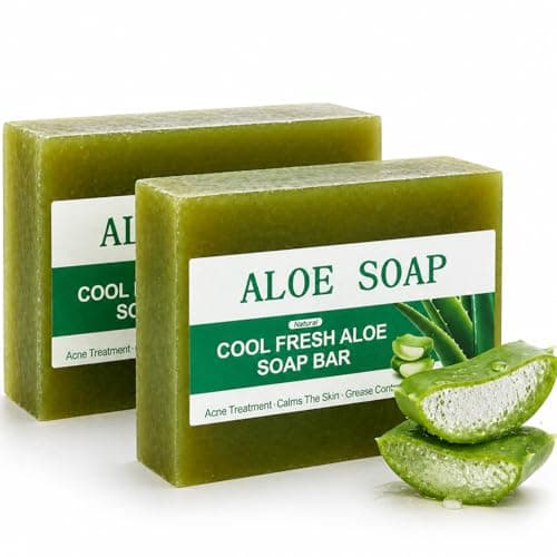Image of 2PCS Aloe Vera Soap Bar,Aloe Vera Soap Bar for Face & Body,Exfoliating Body Scrub,Bath Soap & Pore Cleaner Soap,Gentle Handcrafting,Aloe Vera Extract,Suitable for Men & Wome