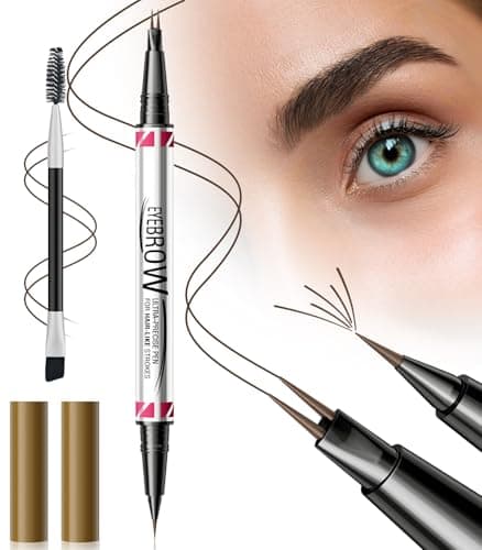Image of Micro Eyebrow Pencil - Gifts for Women Girls Eyebrow Pen Magical 2-in-1 Dual-Ended Eye Brow Pencils with 2-Fork-Tip & Precise Brush-Tip(Dark Brown)