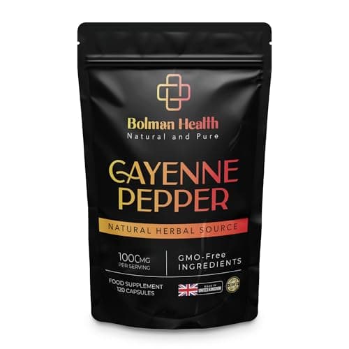 Image of Cayenne Pepper Capsules | 1000mg Per Serving | 120 Vegan HPMC Capsules | Supports Digestion, Circulation & Metabolism | Natural Herbal Supplement | Non-GMO | Gluten-Free