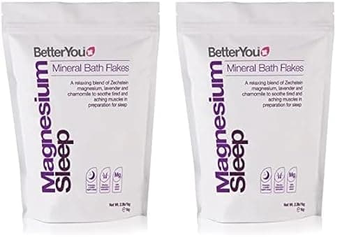 Image of BetterYou Magnesium Sleep Mineral Bath Flakes | Zechstein Magnesium Infused with Lavender & Chamomile to Soothe Aching Muscles | Relaxing Essential Oils for Deep Sleep | 1kg (Pack of 2)