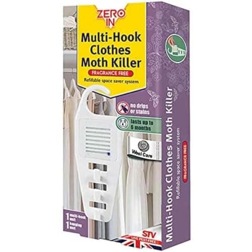 Image of Zero In Multi-Hook Clothes Moth Killer Hanging Unit. Hang in Wardrobes and Place in Cupboards and Drawers to Kill Clothes Moths, Eggs, and Larvae. Fragranced