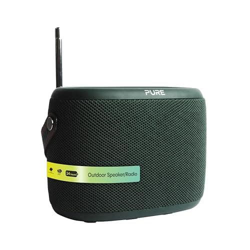 Image of Pure Woodland Outdoor Speaker with Bluetooth & DAB+/FM Radio (waterproof IP67, robust, portable, 14h battery - perfect for garden & camping) Green