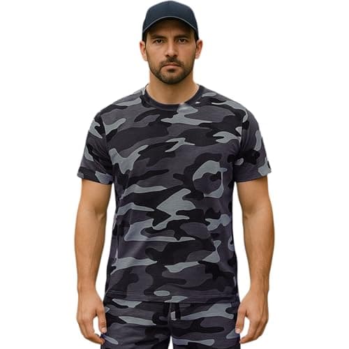 Image of Game Technical Apparel Mens Camouflage Short Sleeve Crew Neck Camo T-Shirt Army Hunting Fishing Outdoor Sports Casual Double Stitch Detail 200gsm Regular Fit Reinforced Neck