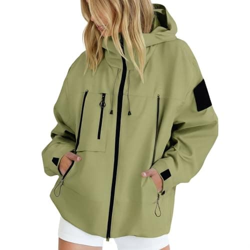 Image of Zilaro Lightweight Waterproof Jacket Womens, Breathable Hooded Raincoat, Softshell Jacket with Zipper, Packable Windbreaker for Hiking, Travel, Running, Cycling & Outdoor Activities, For Spring Fall