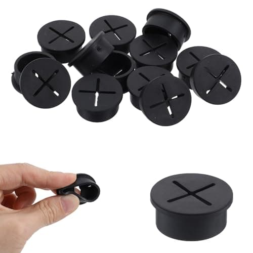 Image of 15 Pcs Black Desk Grommet, 1 Inch(25 mm) Rubber Flexible Desk Hole Cover Practical Lightweight Cable Grommet for Home Office Desks Table Wire Pass Through