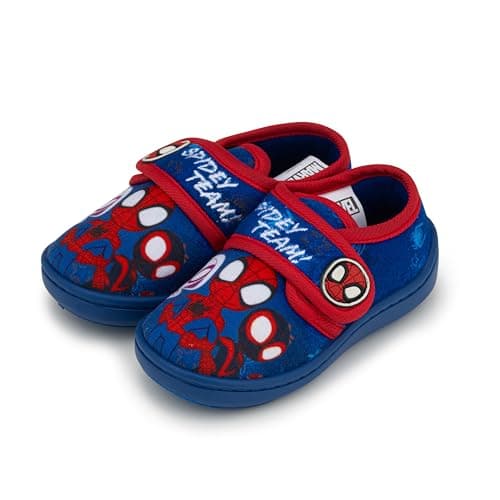 Image of Marvel Spidey and His Amazing Friends Boys Slippers – Blue Toddler House Shoes with Anti-Slip Sole & Strap – Kids Character Slippers UK Sizes 5–11 (6)