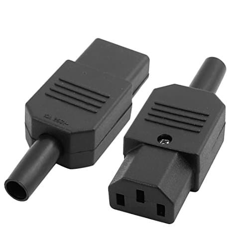 Image of sourcing map 2pcs 10A AC 250V IEC Type Plug C13 Female Rewireable Inline Power Socket Connector Black