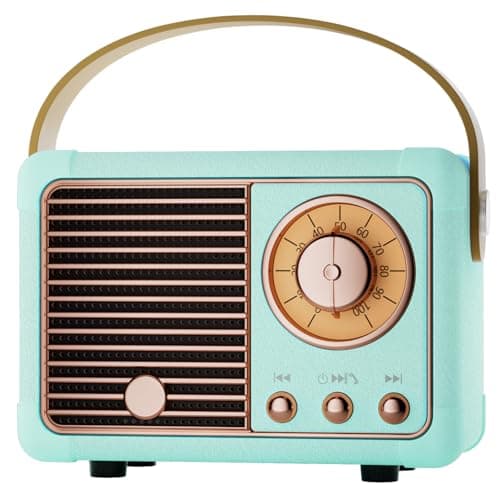 Image of Caulikine Retro Bluetooth Speaker Portable Wireless with Built-in Mic, Hi-Fi Stereo Sound, Home Decor Speaker for Room,Birthday Gifts for Teen Boys, Girls, Women, Men (Blue)