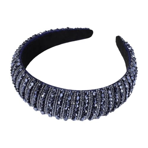 Image of scicent Wide Headbands for Women Boho Fashion Hairbands Crystal Beaded Head Band with Padded Fabric Hair Bands for Girls 16412