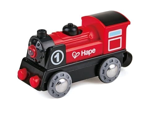 Image of Hape Battery Powered Train Engine No. 1 Red and Black for Ages 3+