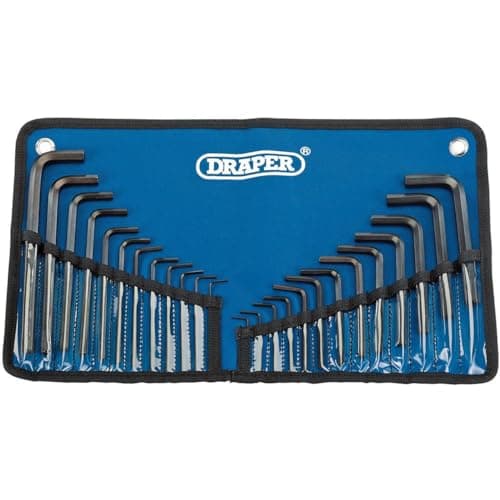 Image of Draper 33892 Metric/Imperial Combined Hexagon Allen Key Set in Tool Roll, 25 Pieces , Blue