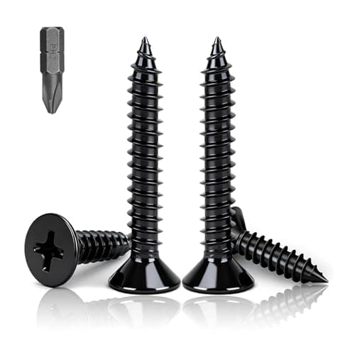 Image of PDKKFF M5x50mm Flat Head Wood Screws, 50Pcs Black Self Tapping Screws, Carbon Steel Phillips Countersunk Head Screws for Woodworking, Furniture, DIY