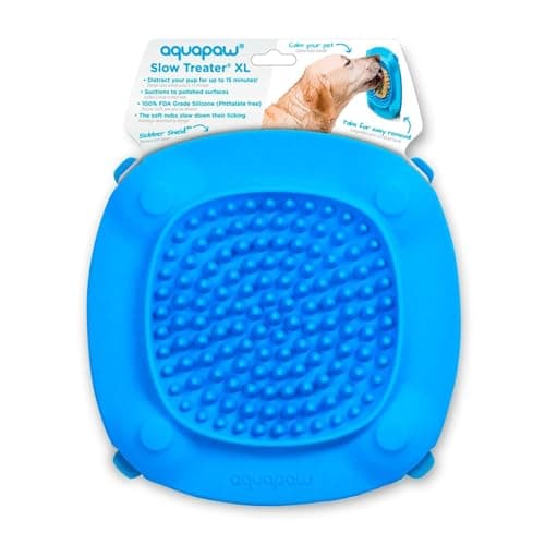 Image of Aquapaw Premium XL Licking Mat with Suction Cups | Dog Must Haves - Non-Slip Slow Feeding Mat for Food, Treats & Peanut Butter | Bathing Supplies - Anxiety Relief & Boredom Reducer | Lick Pad - Blue