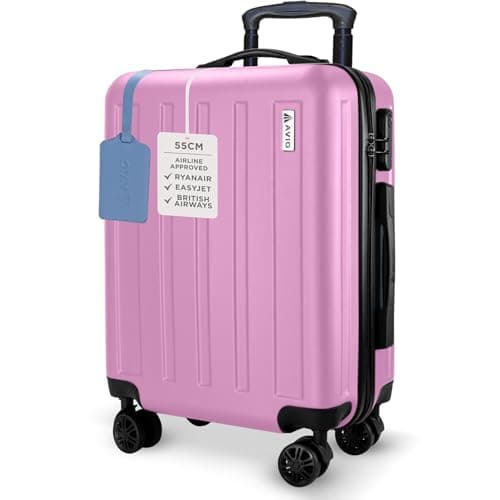 Image of AVIO Jett 55cm Cabin Suitcase – Lightweight Hard Shell Carry On Luggage with 4 Spinner Wheels, Telescopic Handle & 3-Digit Lock – Airline Approved Cabin Bag