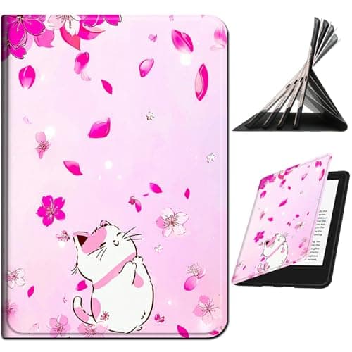 Image of RWUTYTIUL for Samsung Galaxy Tab S6 10.5" 2019 SM-T860/T865/T867 Case, Shockproof Smart Protective Multi-Angle Viewing Tablet Cover for Women Men with Auto Sleep/Wake, Pink Flower Cat