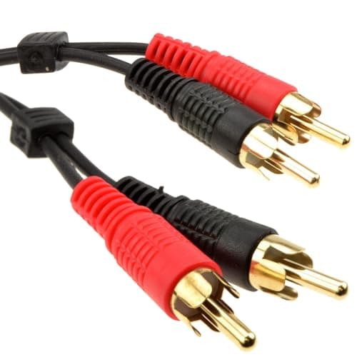 Image of kenable RCA Phono Cable Stereo Audio Lead Twin Gold Plated Plugs Black 3m