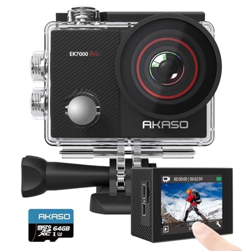 Image of AKASO EK7000 Pro 4K Action Camera with 64GB microSDXC Memory Card - Touch Screen EIS Adjustable View Angle 40m Waterproof Underwater Camera Remote Control Helmet Camera with Accessories Kit