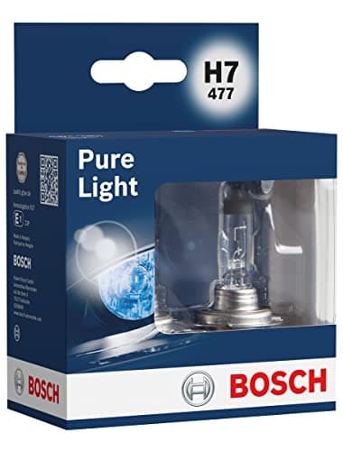 Image of Bosch H7 (477) Pure Light Halogen Headlight Bulb, 12V 55 W, Original Quality - Socket Type PX26d - Pack of 2 Replacement Car Light Bulbs