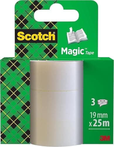 Image of Scotch Magic Invisible Tape - 3 Refill Rolls, 19mmx25m - General Purpose Sticky Tape for Document Repair, Labelling & Sealing