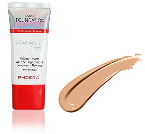 Image of AQUAPURITY PHOERA Full Coverage Foundation New Formula Waterproof Long Lasting Oil Free Velvet Matte Liquid Foundation for Oily Skin Flawless Makeup Base Cream Concealer (104 Buff Beige…)