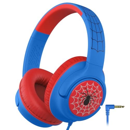 Image of iClever Kids Headphones, Wired Headphones for Kids 85dBA Safe Volume Limit, Stereo Sound Foldable Adjustable Over Ear, 3.5mm Jack Boys Girls Childrens Headphone for School/Travel/Tablet/PC, Black Red