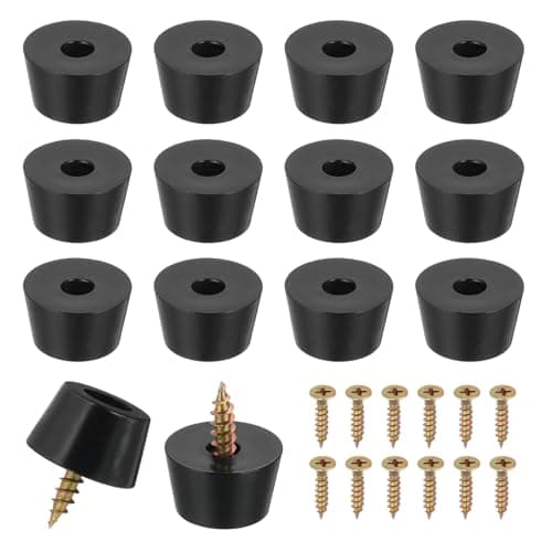 Image of PATIKIL 14 Set Rubber Feet, 19x15x11mm Cutting Board Feet Non Slip Bumpers 5mm Screw on Rubber Feet Round Black Pads for Electronics Furniture Cutting Board Chairs Cabinet Sofa Speaker
