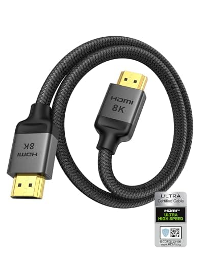 Image of Silkland Short HDMI 2.1 Cable 0.5M Certified, (Nylon Soft Braid) Ultra High Speed HDMI® Cable [8K@60Hz, 4K@120Hz] 48Gbps, HDR, eARC, HDCP 2.3, Compatible for Samsung TV/PS5/Xbox Series X/Blu-Ray