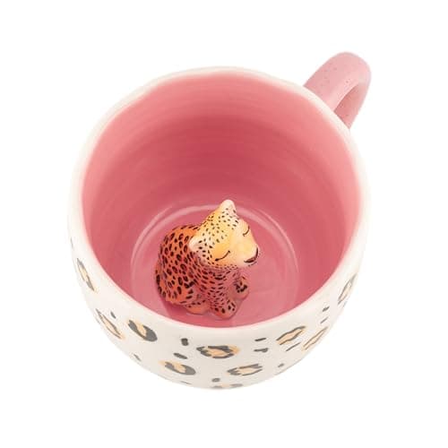 Image of Sass & Belle Surprise Leopard Mug – Playful Ceramic Coffee Cup with Hidden Animal, Fun Gift Idea for Mum, Coffee Mugs, Tea Cup, Novelty Mugs for Him and Her, Sass and Belle Mug