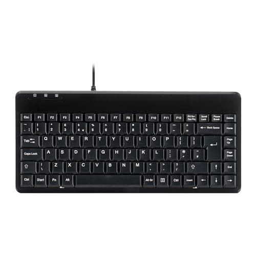 Image of Perixx PERIBOARD-409H Wired USB Compact Mini Keyboard with 2 USB Hubs, Logo Free, UK QWRETY, Black