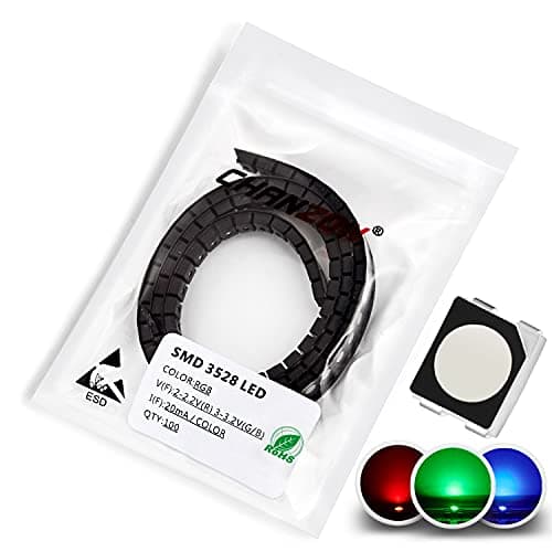 Image of Chanzon 100 pcs 3528 (1210) SMD RGB Multicolor LED Diode Lights Chips (Red Green Blue Tricolor Common Anode PLCC 4 pin DC 20mA/Color) Lighting Bulb Lamps Electronics Components Light Emitting Diodes