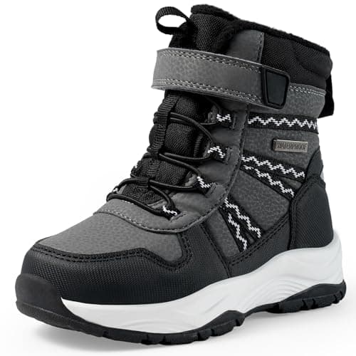Image of Harvest Land Kids Waterproof Winter Snow Boots for Girls & Boys - Lightweight, Non-Slip, Warm Outdoor Hiking Shoes High top Black 13