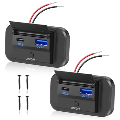 Image of Thlevel USB C Charging Socket 12V USB Outlet 36W QC3.0 & 55W PD 12V Car Charger for Boats Marine Motorcycle Truck