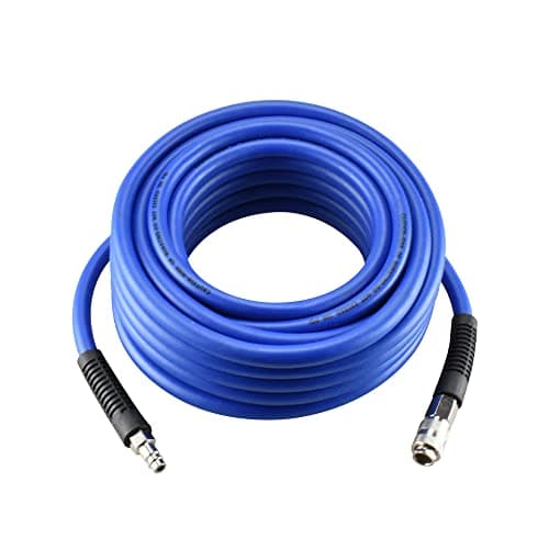 Image of aunstarwei 3/8" PVC/Rubber Hybrid Air Hose Blue with 1/4" Europe Steel Quick Coupler and Plug Fittings, 10m Length