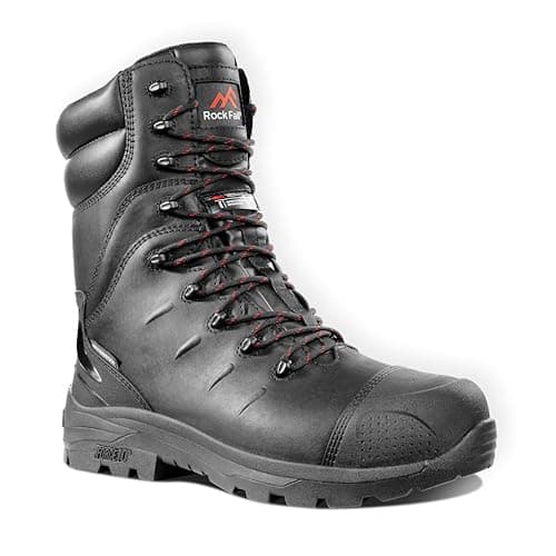 Image of Rock Fall Unisex Monzonite High Leg Internal Metatarsal Waterproof Safety Boot, Black, Size 6 UK